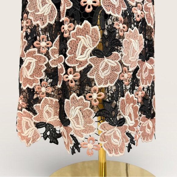 J.Marie Women's Black Floral Talia Lace Mandarin Collar Midi Caftan Dress NWT - Picture 7 of 16